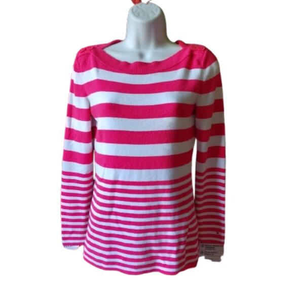 TOMMY HILFIGUER Red and White Long Sleeve Sweater Size Medium - Picture 2 of 6